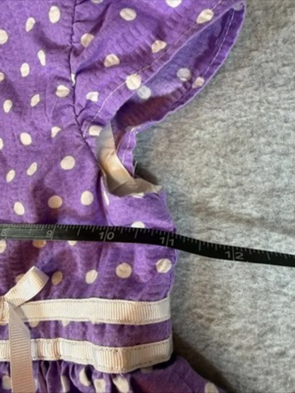 Handmade Dress Girls Purple Polka Dot Dress No Size, Measurements Posted